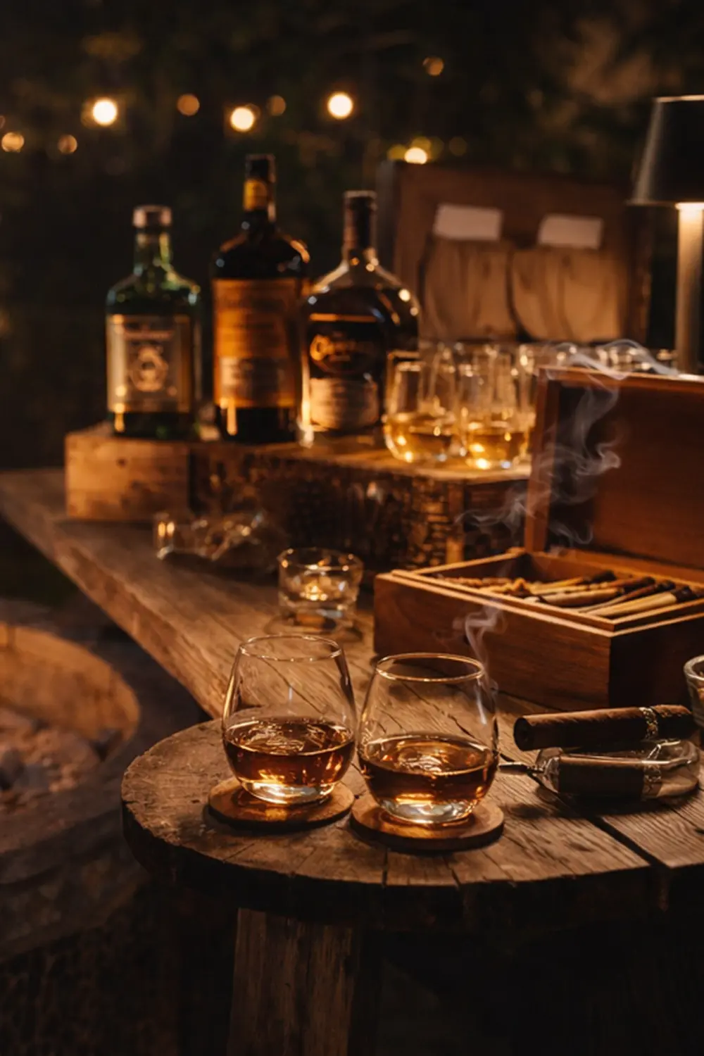 Braciere con angolo whisky e sigari