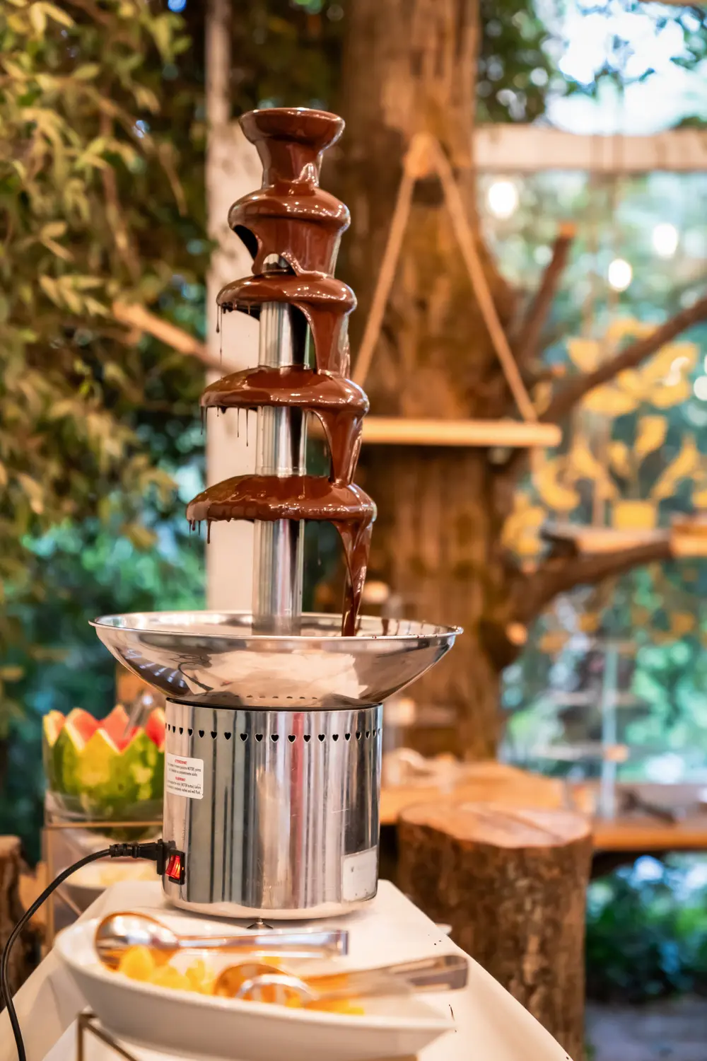 Fontana di cioccolato con frutta, nativa