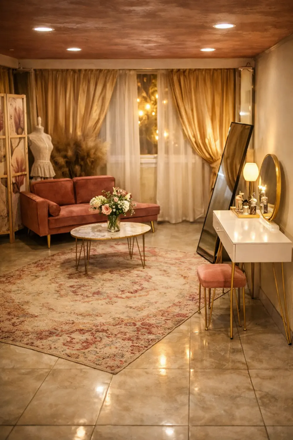 Suite sposa con toeletta, specchio e manichino abito